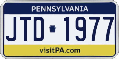 PA license plate JTD1977