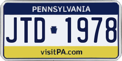 PA license plate JTD1978