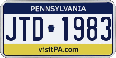PA license plate JTD1983