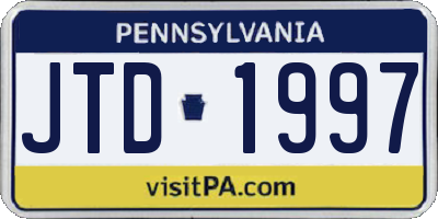 PA license plate JTD1997