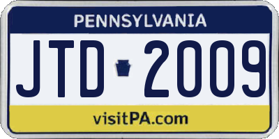 PA license plate JTD2009