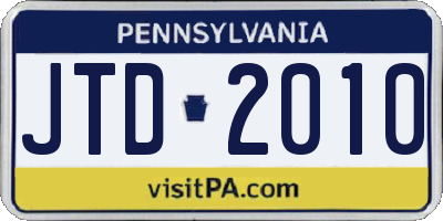 PA license plate JTD2010