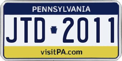 PA license plate JTD2011