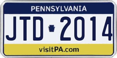 PA license plate JTD2014