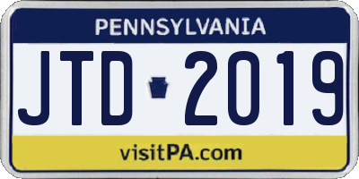 PA license plate JTD2019