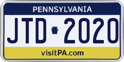 PA license plate JTD2020