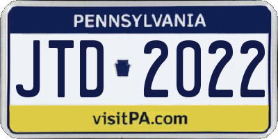 PA license plate JTD2022