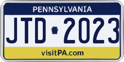 PA license plate JTD2023