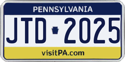 PA license plate JTD2025