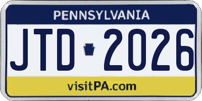 PA license plate JTD2026
