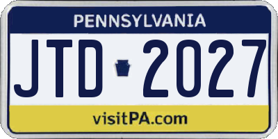 PA license plate JTD2027