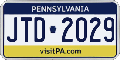 PA license plate JTD2029