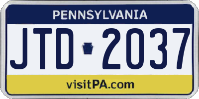 PA license plate JTD2037