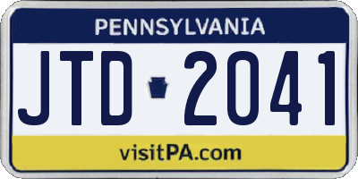 PA license plate JTD2041