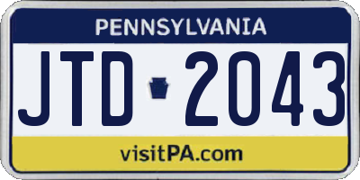 PA license plate JTD2043