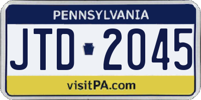 PA license plate JTD2045