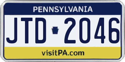 PA license plate JTD2046