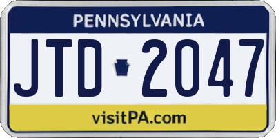 PA license plate JTD2047