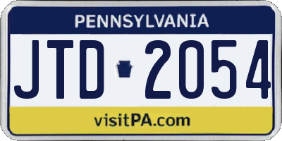 PA license plate JTD2054