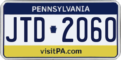PA license plate JTD2060