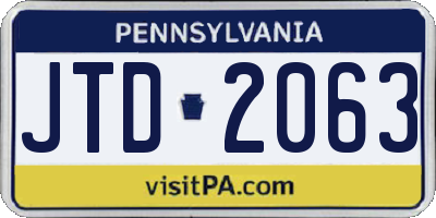 PA license plate JTD2063