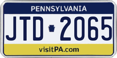 PA license plate JTD2065