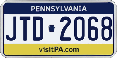 PA license plate JTD2068