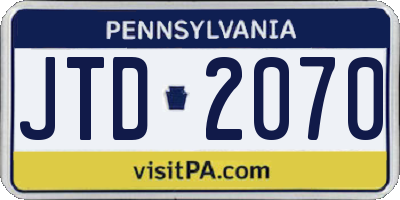 PA license plate JTD2070