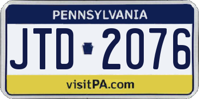 PA license plate JTD2076