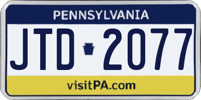PA license plate JTD2077