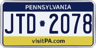 PA license plate JTD2078