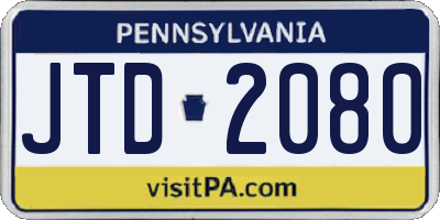 PA license plate JTD2080