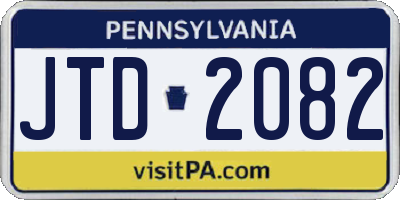 PA license plate JTD2082