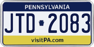 PA license plate JTD2083