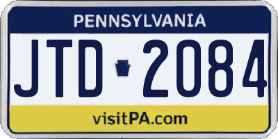 PA license plate JTD2084