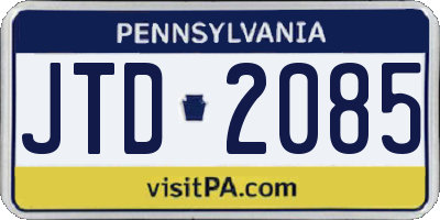 PA license plate JTD2085