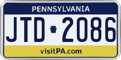 PA license plate JTD2086