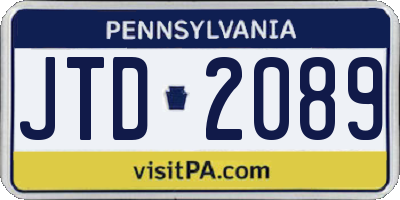 PA license plate JTD2089