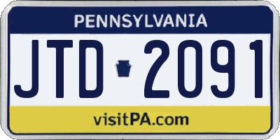 PA license plate JTD2091