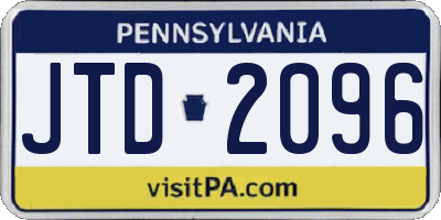 PA license plate JTD2096