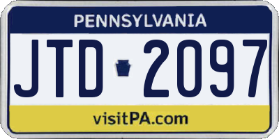 PA license plate JTD2097