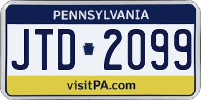 PA license plate JTD2099