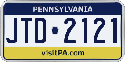 PA license plate JTD2121