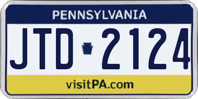 PA license plate JTD2124