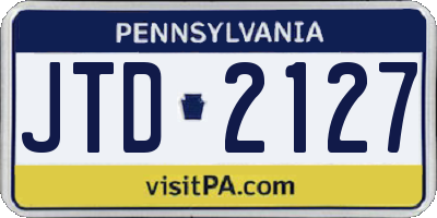 PA license plate JTD2127