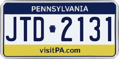 PA license plate JTD2131