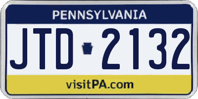 PA license plate JTD2132