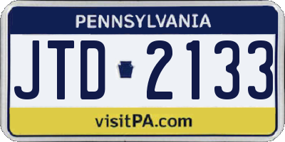 PA license plate JTD2133