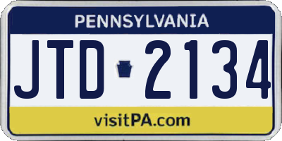 PA license plate JTD2134