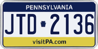 PA license plate JTD2136